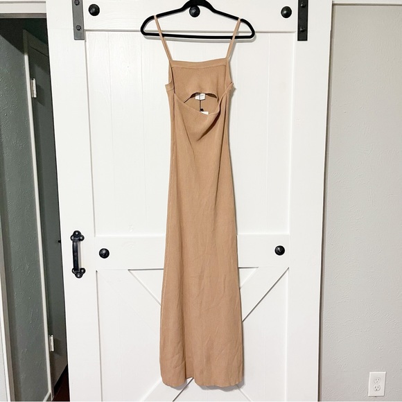DISSH Carlie Wheat Cut Out Knit Dress Camel Tan Size Large NWT - Picture 3 of 11